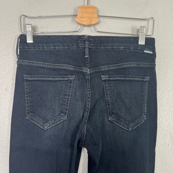 Mother High Waisted Looker Ankle Fray Jeans Dark Blue Wash Women's Size 28 Crop - Picture 7 of 14